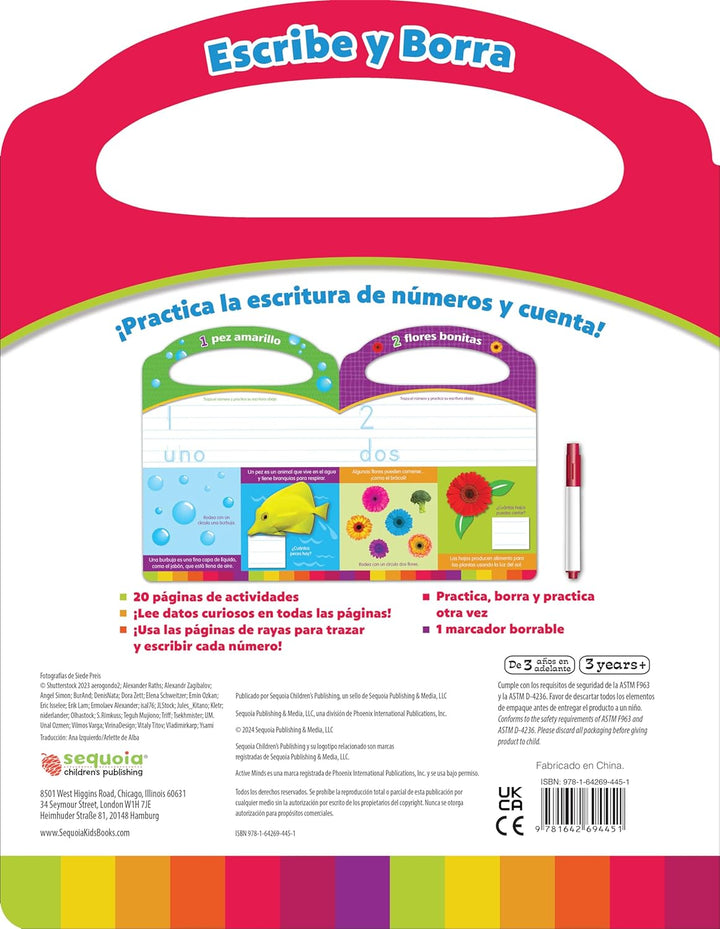Libro Didáctico Escribe Y Borra Aprende A Contar Para Niños