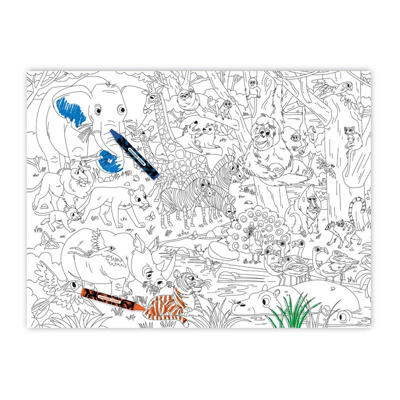 Juego Poster Para Colorear animales 8 Crayones Niños
