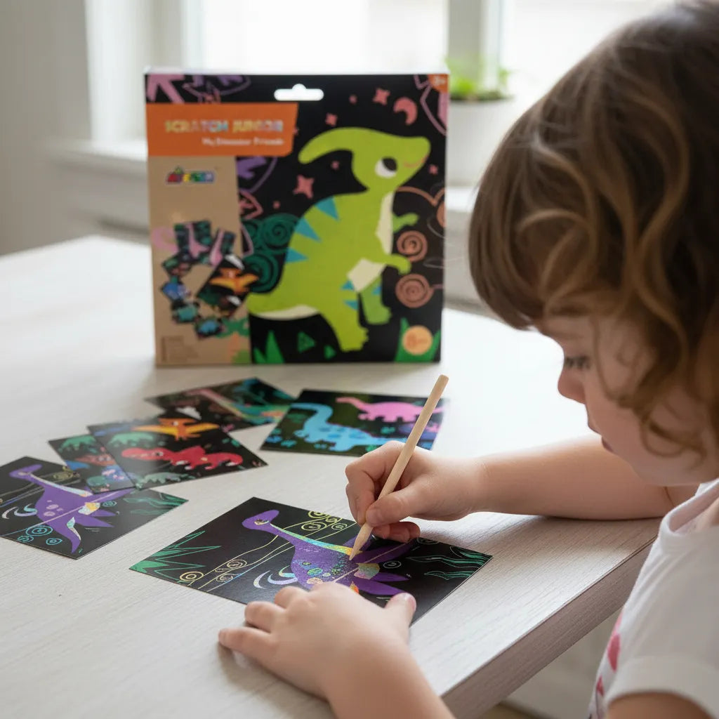 Set De Arte y Manualidades Para Raspar Dinosaurios