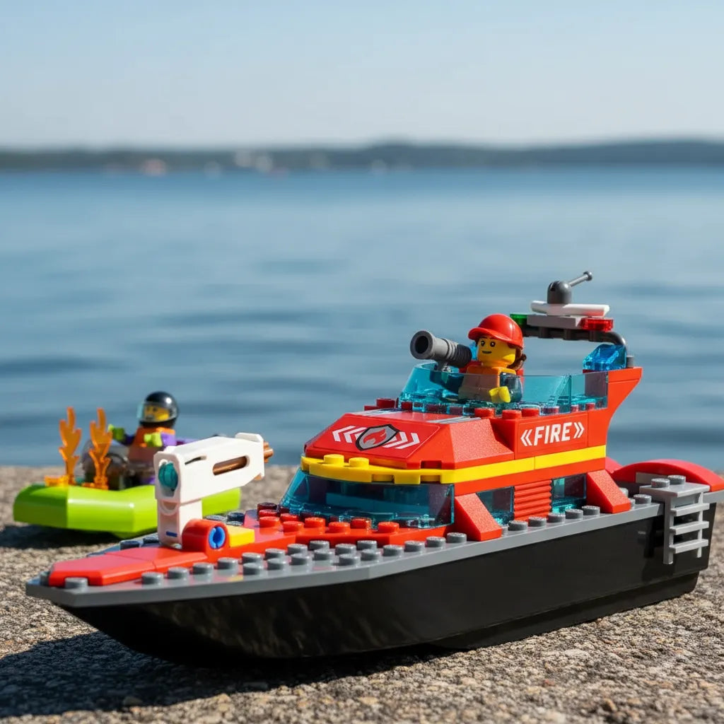 Juguete Lego Lancha De Rescate Contra Incendios 144 Piezas