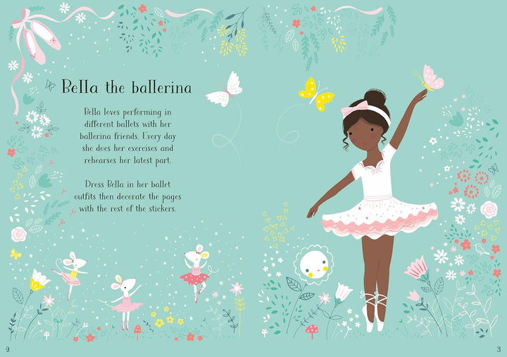 Libro Pequeñas Bailarina Con Stickers Para Vestir Para Niños