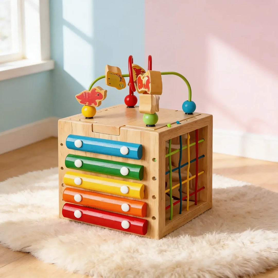 Cubo Didáctico De Actividades De Madera Dinosaurios Niños