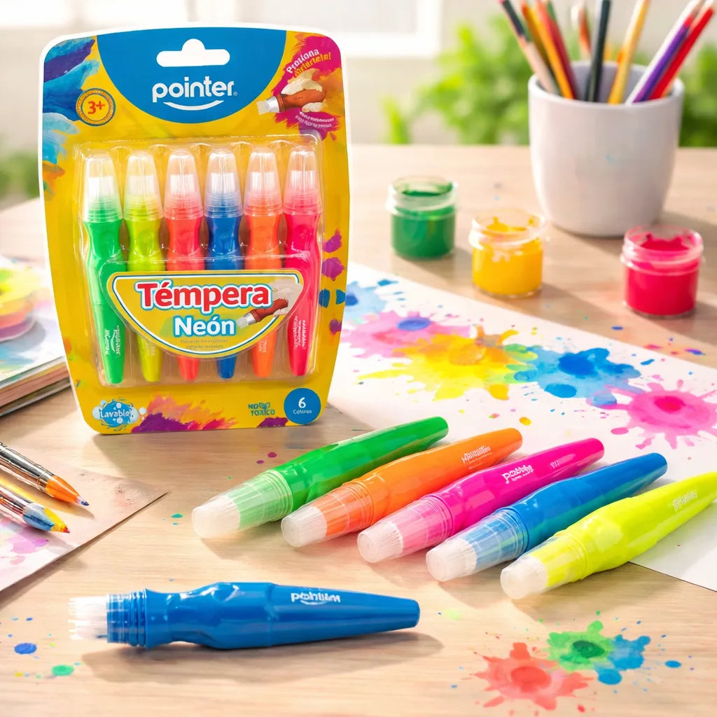 Tempera Pincel Pintura Lavable Neon