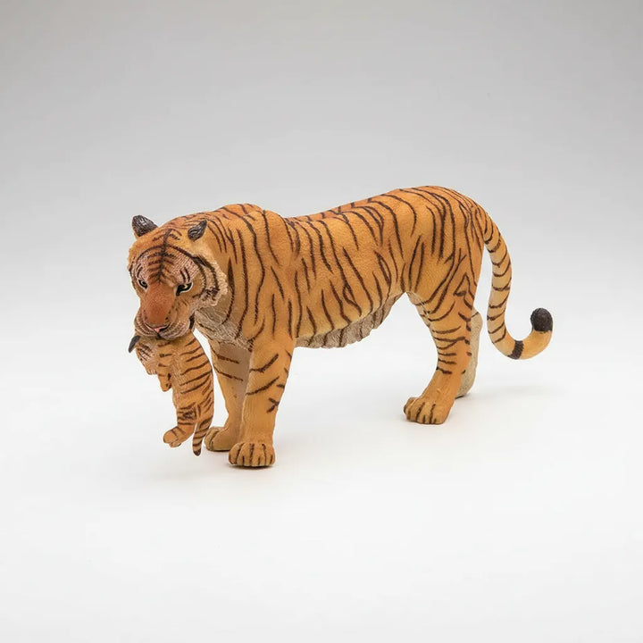 Figura Animales Tigre Con Cachorro Pintado a Mano