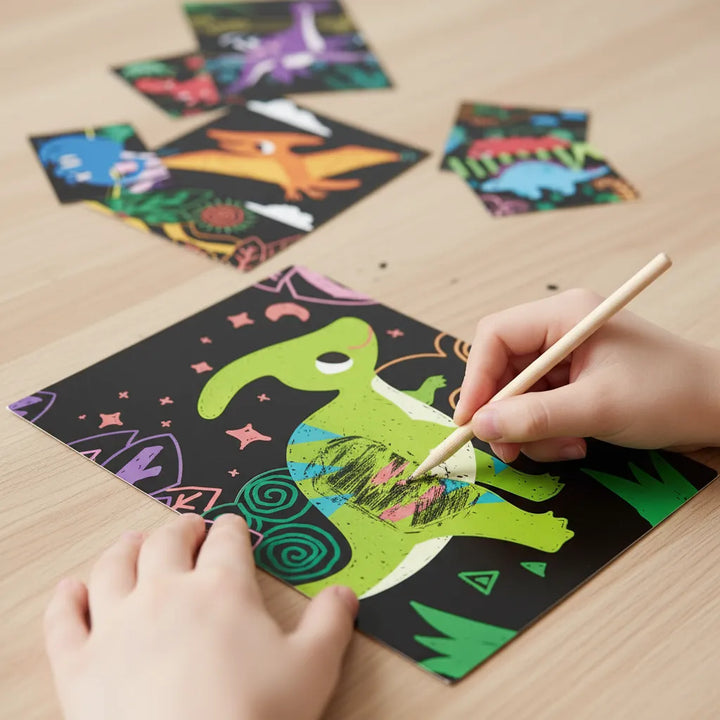 Set De Arte y Manualidades Para Raspar Dinosaurios