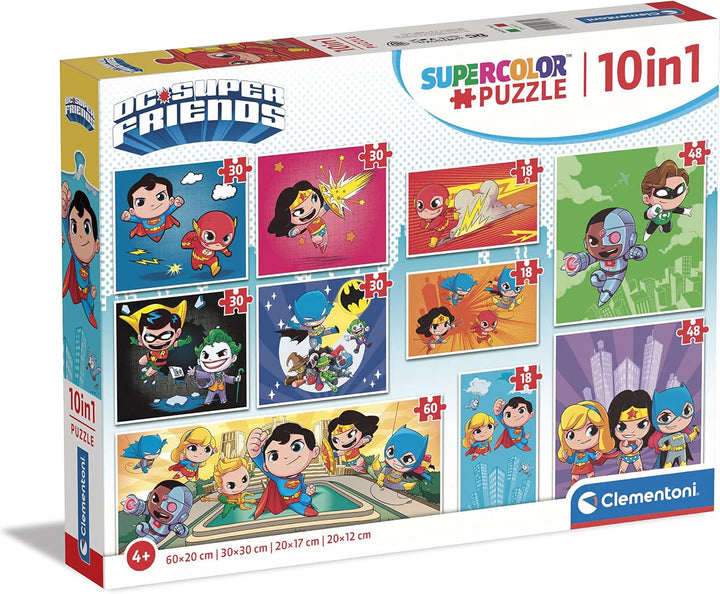 Rompecabezas 10 En 1 Super Friends Para Niños