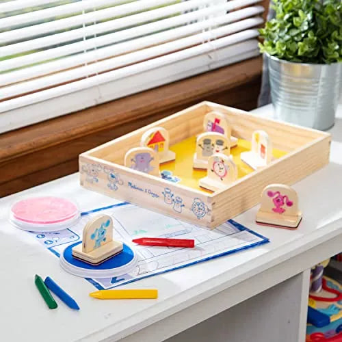 Juego Set Sellos De Madera Pista Blue 14 Piezas Para Niños