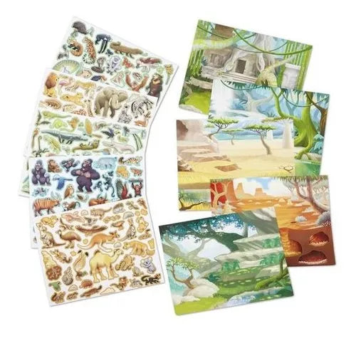 Libro Stickers Reutilizables Animales de la selva Para Niños