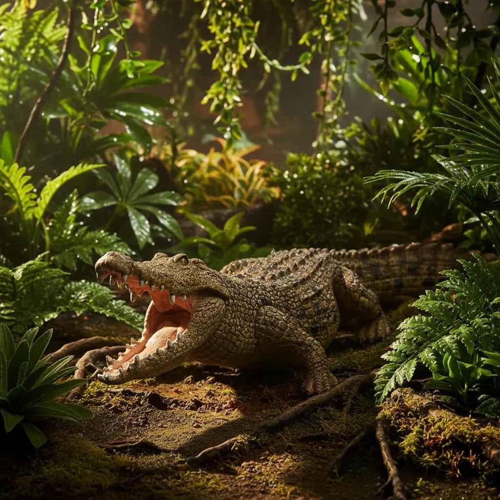 Figura Animales Cocodrilo Pintado A Mano