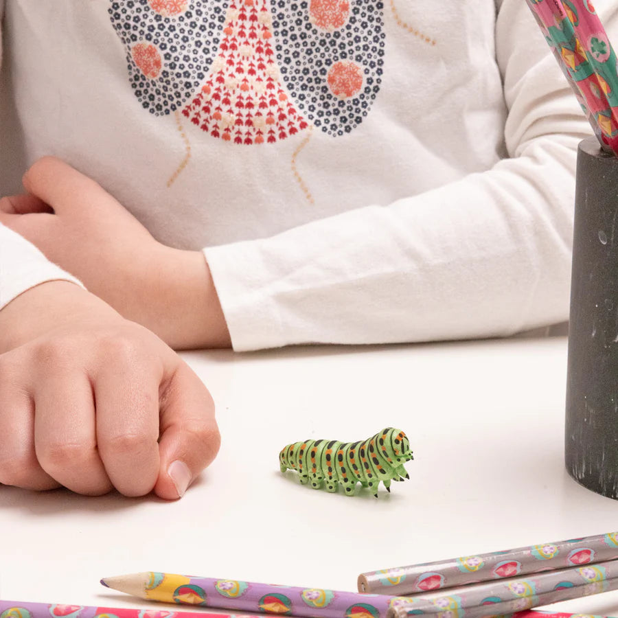 Figura Coleccionable Oruga Pintado A Mano Papo Para Niños
