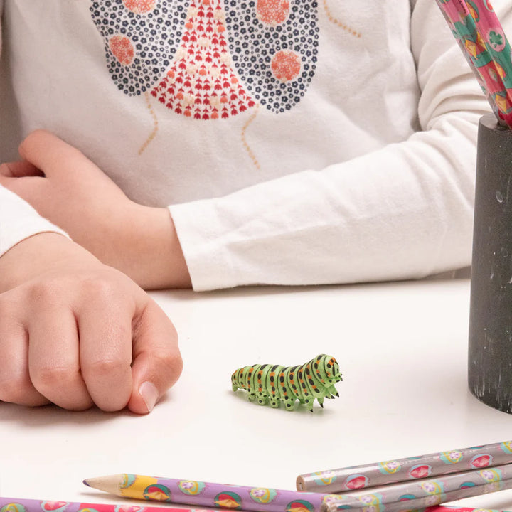 Figura Coleccionable Oruga Pintado A Mano Papo Para Niños