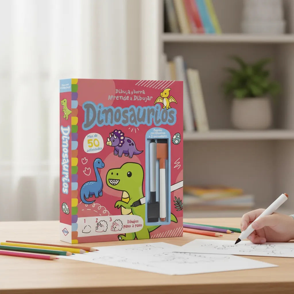 Libro Borrable Aprende A Dibujar Dinosaurios Para Niños