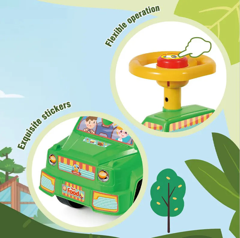 Carros Montable Con Timón Verde Para Niños