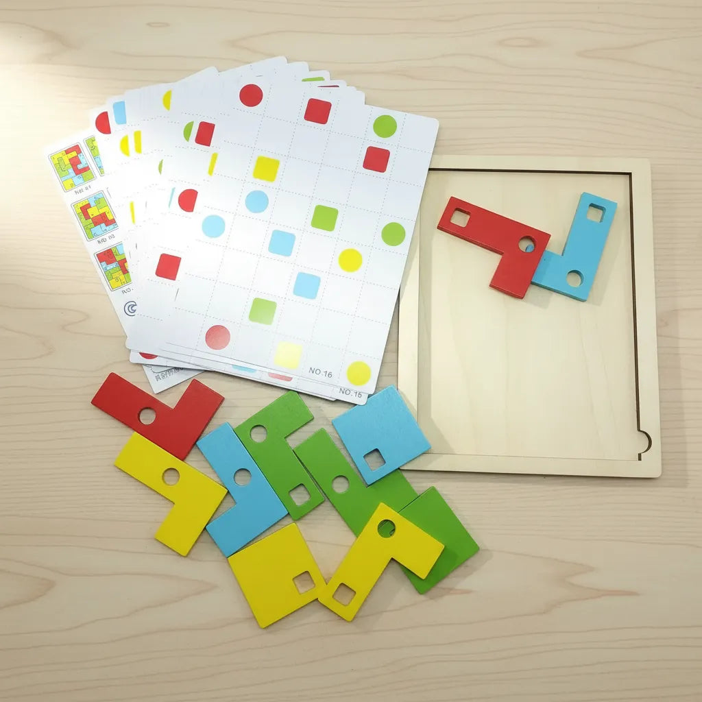 Juego Bloques Geométricos En Madera Para Niños