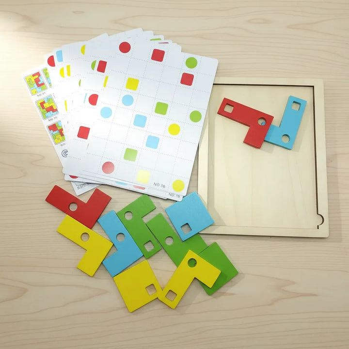 Juego Bloques Geométricos En Madera Para Niños
