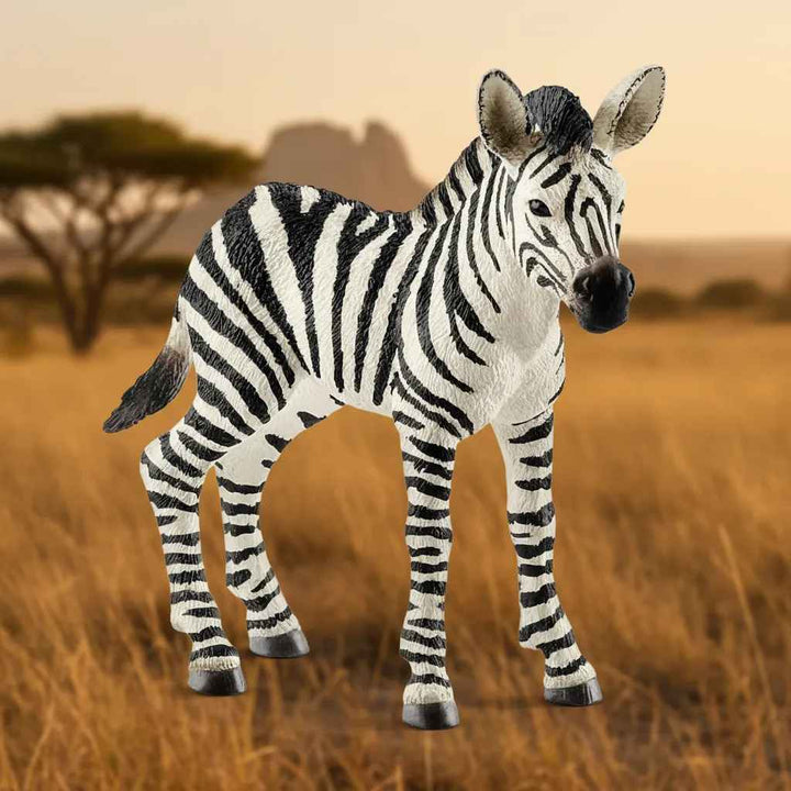 Figura Animales Cria De Cebra Pintada A Mano