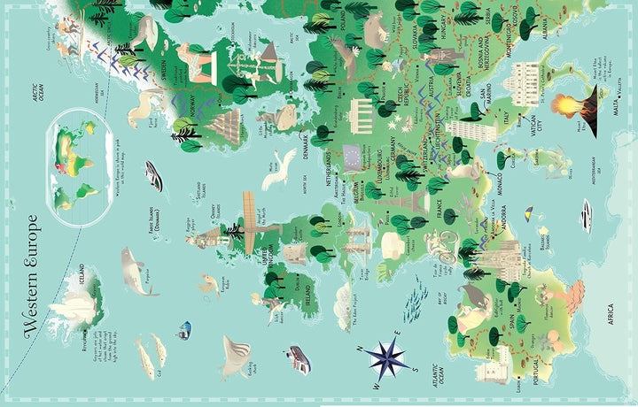 Libro Didáctico Atlas Mundial Con Stickers Usborne Para Niños