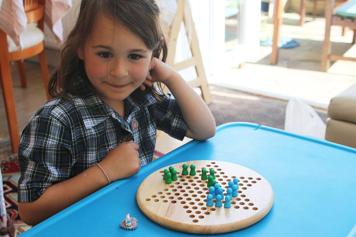 Juego De Mesa 2 En 1 Damas Chinas Madera Niños