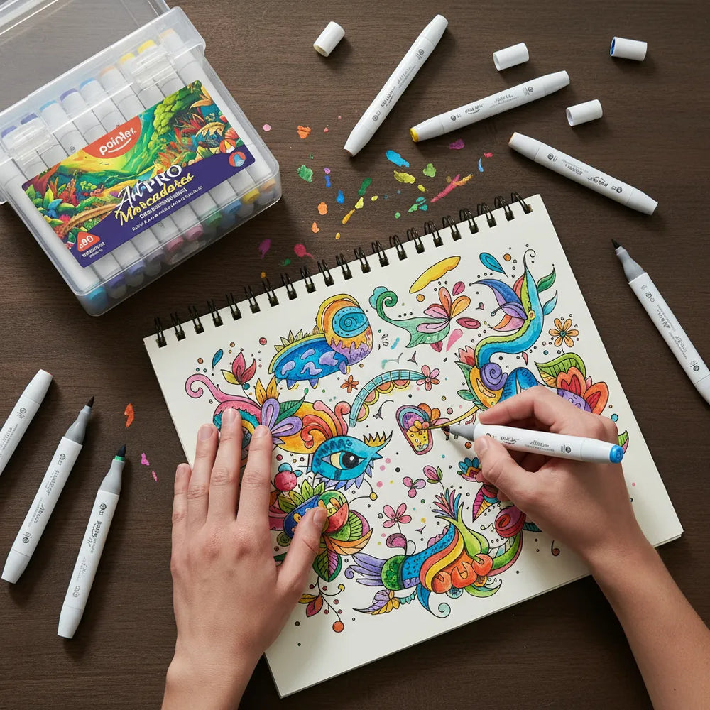 Marcadores Artpro 80 Colores Doble Punta Para Niños