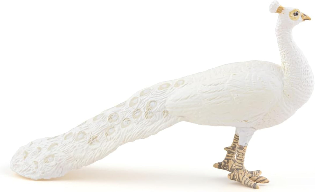 Figura Coleccionable Pavo Real Blanco Pintada A Mano Papo