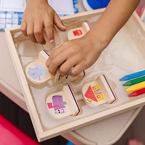 Juego Set Sellos De Madera Pista Blue 14 Piezas Para Niños