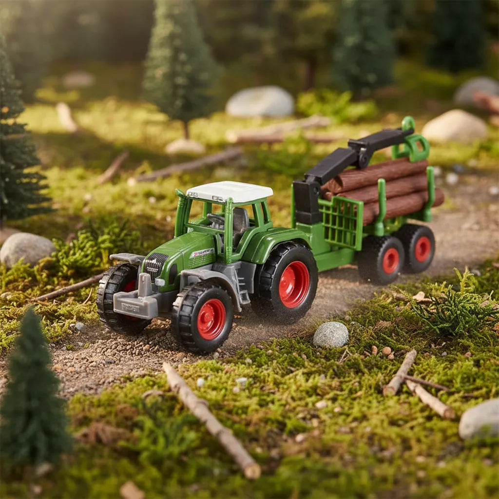 Tractor Y Carretilla A Escala Massey Ferguson Verde