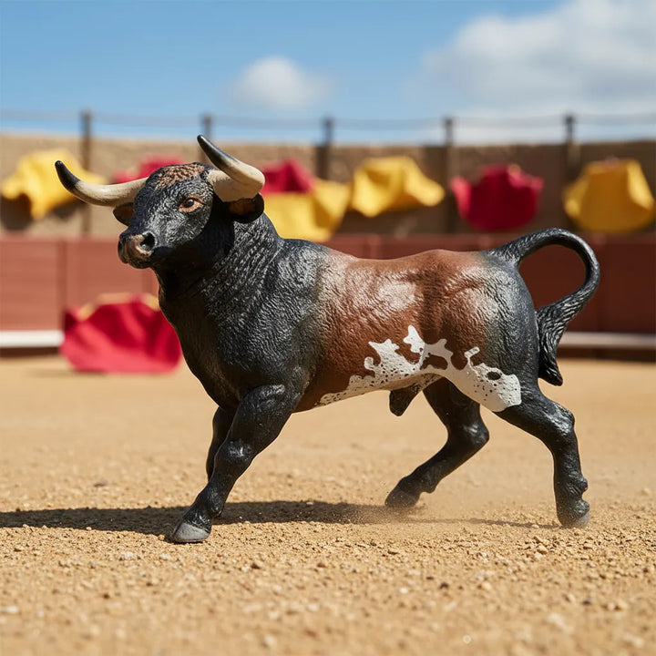 Figura Coleccionable Toro Español Café Y Blanco Para Niños
