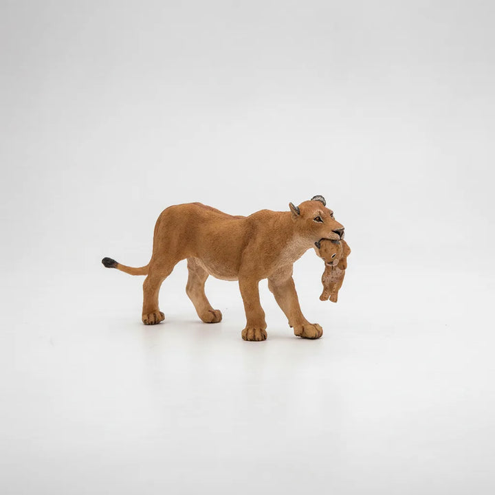 Figura Animales Leona Con Cachorro Pintado a Mano