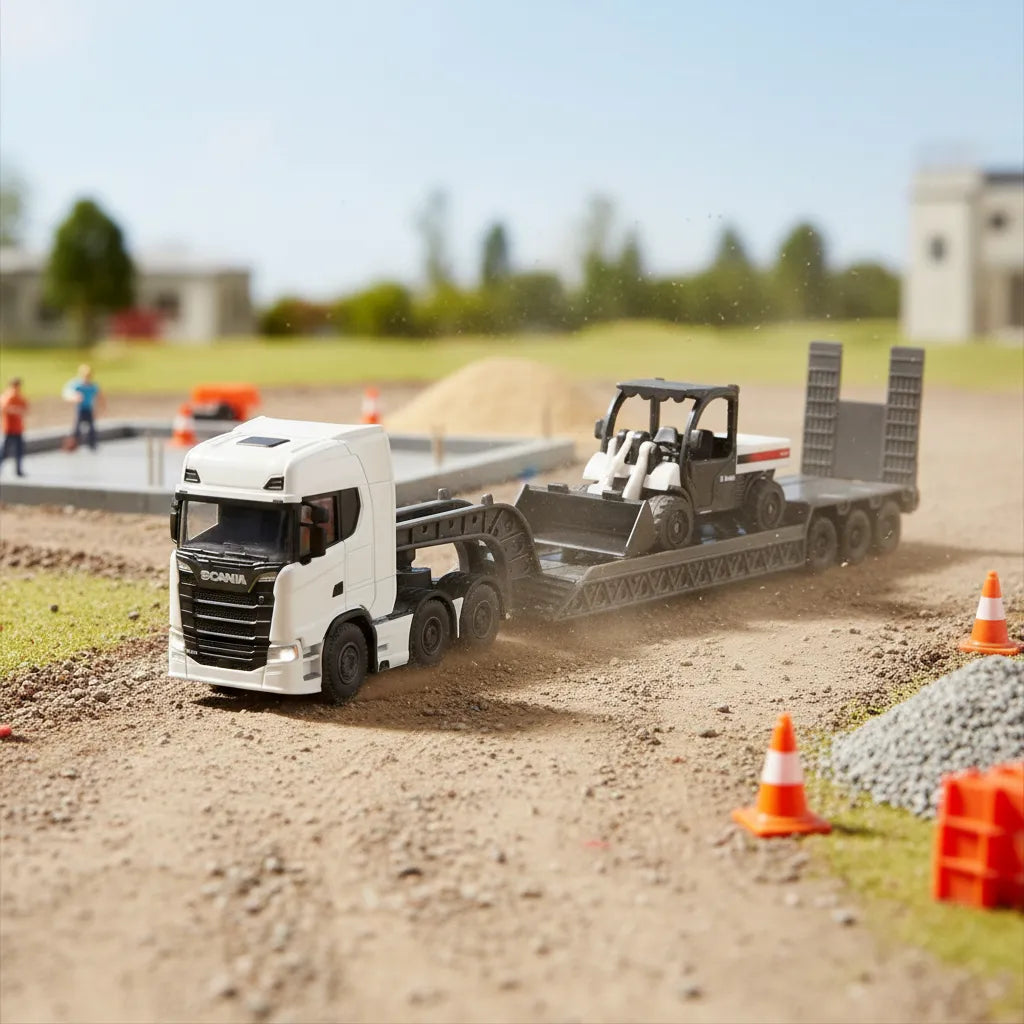 Camión con plataforma excavadora scania 77s