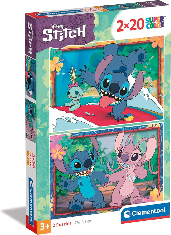 Rompecabezas 2x20 Piezas Stitch Para Niños