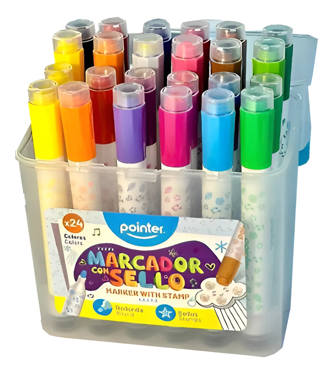 Marcadores De Colores Con Sellos  X24 Niños