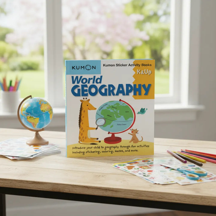 Libro Kumon World Geography K &amp; Up Sticker Act Para Niños