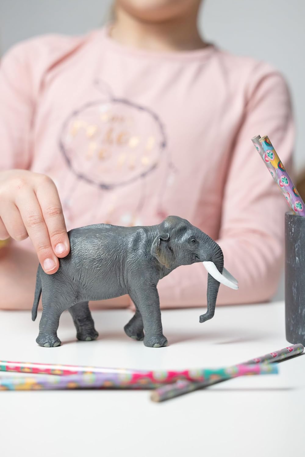 Figura Elefante De Asía Pintada A Mano papo