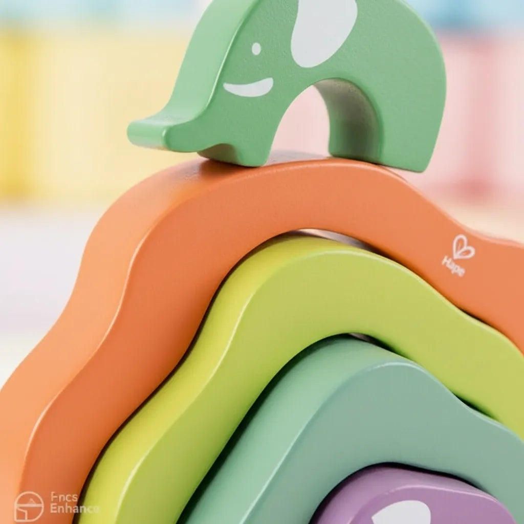 Juego  Bloques Apilables Elefante Madera Para Niños