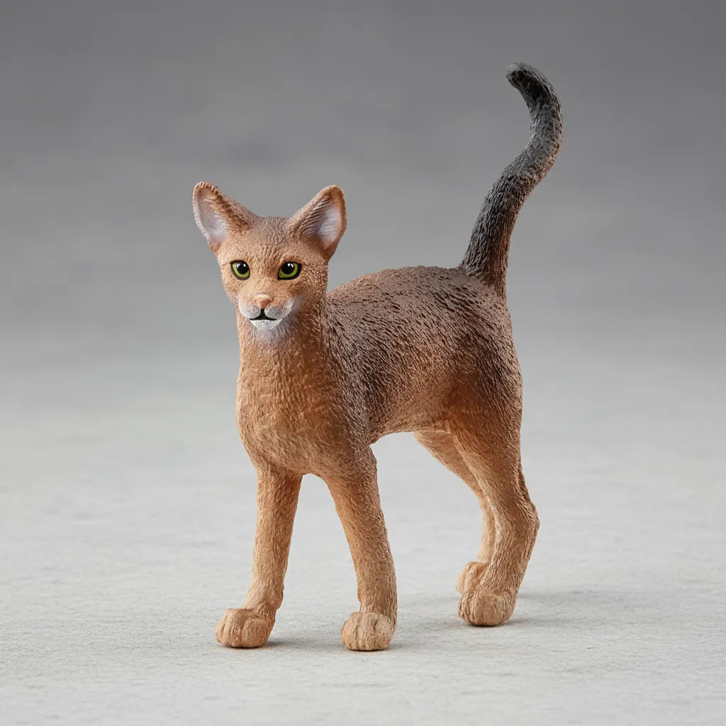 Figura Animales Gato Abisinio Pintado A Mano