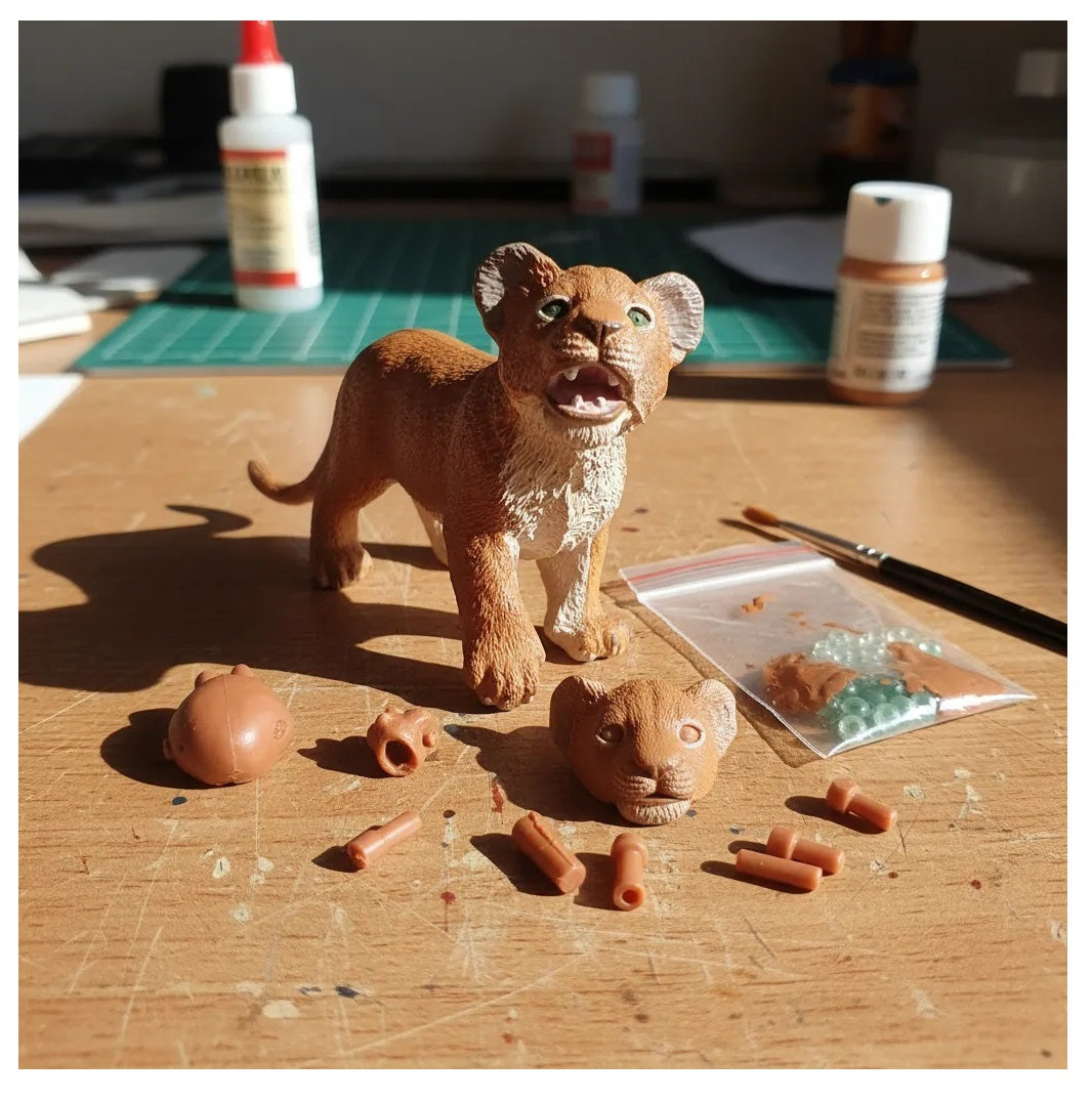 Figura Coleccionable Cría De León Pintada A Mano papo