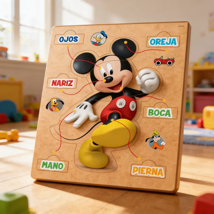 Rompecabezas Mickey Mouse Partes Del Cuerpo En Madera