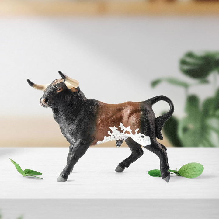 Figura Coleccionable Toro Español Café Y Blanco Para Niños