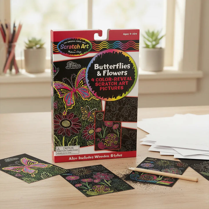 Libro Creativo Scratch Flores Y Mariposas Para Niños