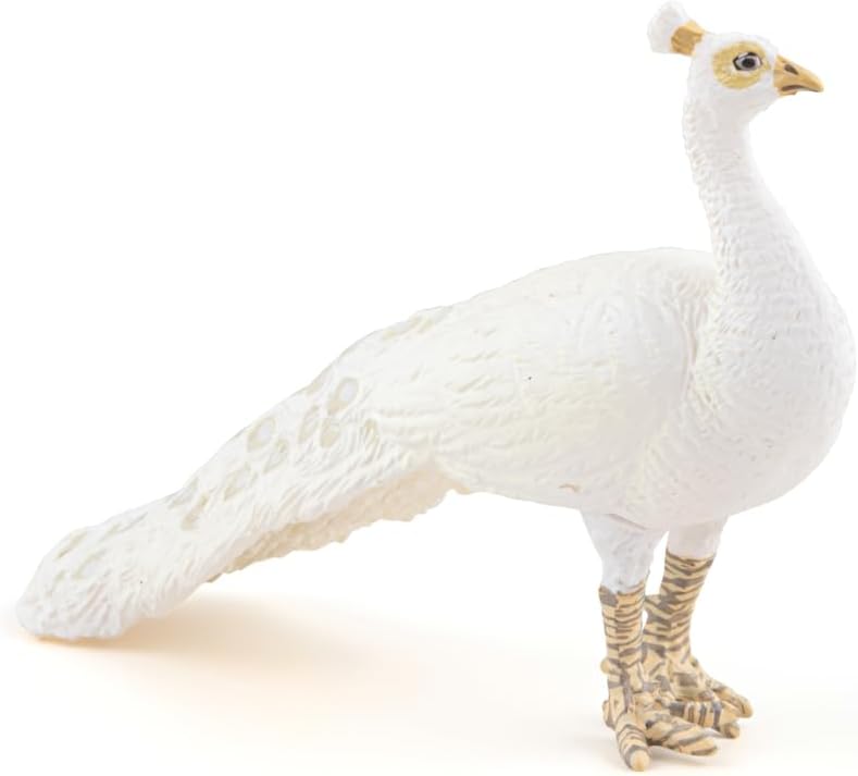 Figura Coleccionable Pavo Real Blanco Pintada A Mano Papo