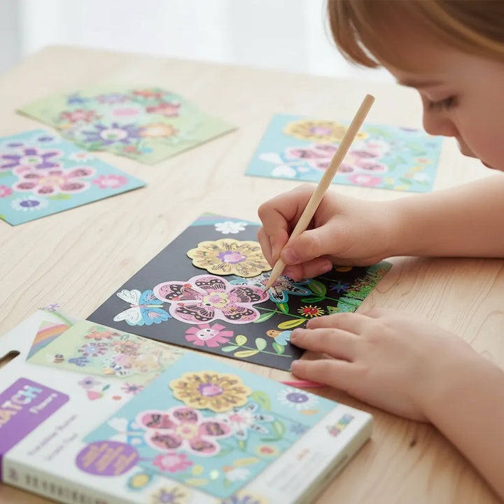 Juego Tarjetas Floral Para Raspar Niños