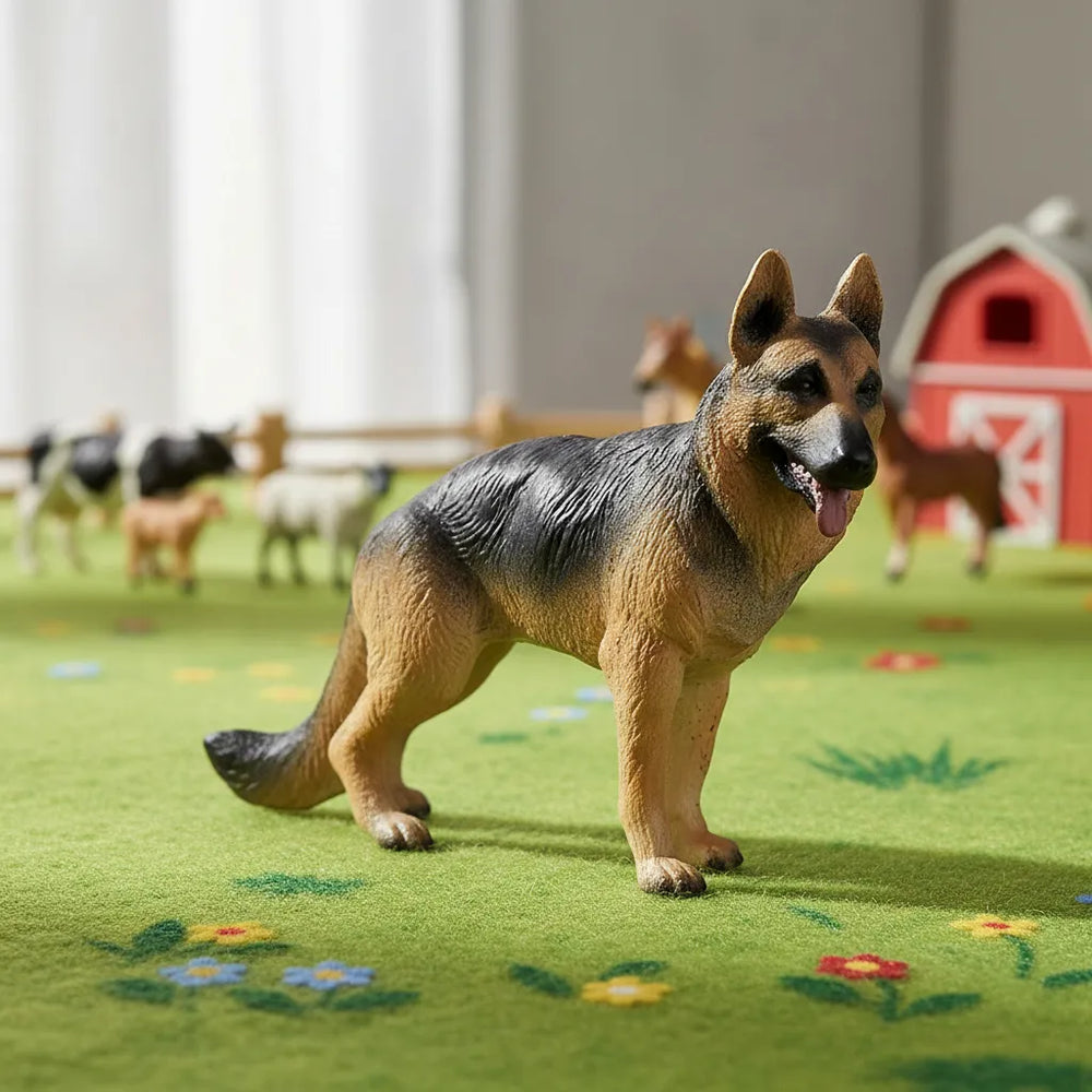 Figura Animales Pastor Alemán Pintado a Mano