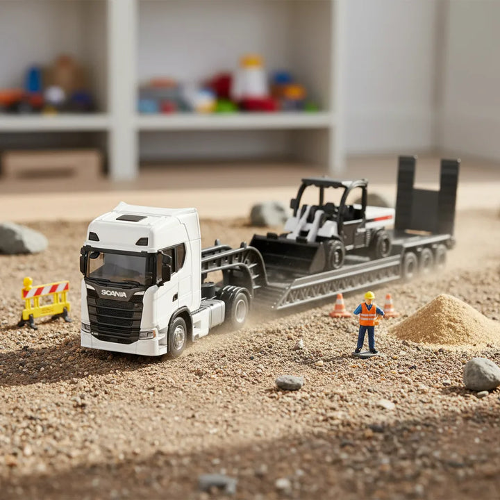Camión con plataforma excavadora scania 77s