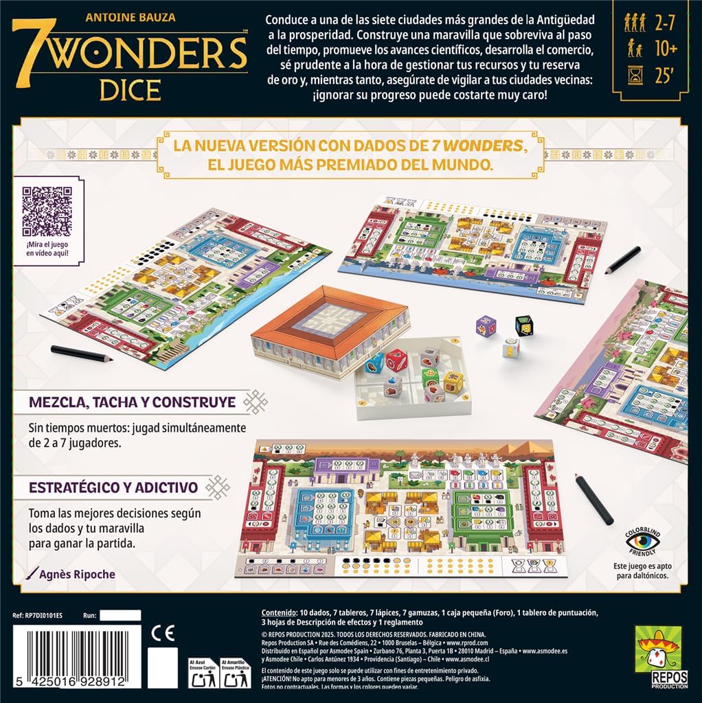 Juego De Mesa Estrategia 7 Wonders Dice Para Niños Familia