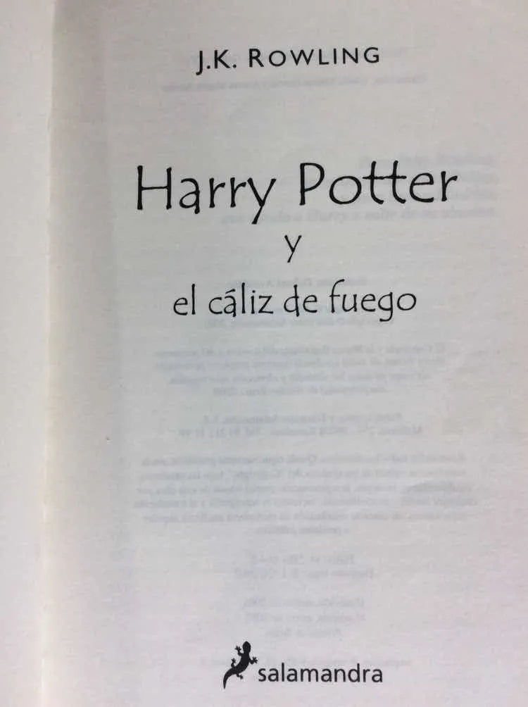 Libro Harry Potter Y El Cáliz De Fuego Niños