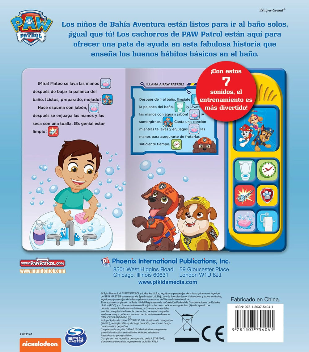 Libro Hora De Ir Al Baño Paw Patrol Sonidos Para Niños