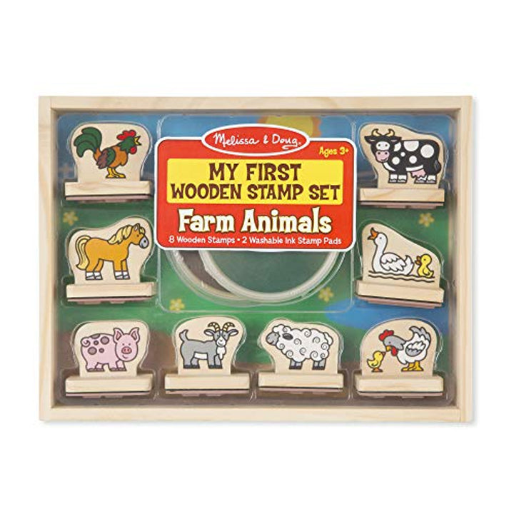 Set De Sellos De Madera animales granja Para Niños