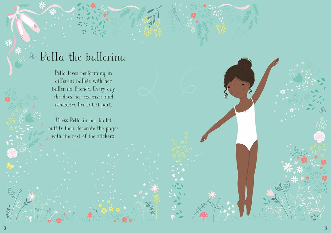 Libro Pequeñas Bailarina Con Stickers Para Vestir Para Niños