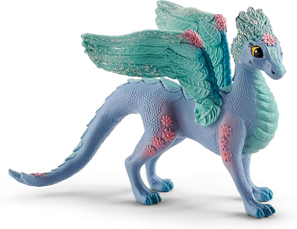 Figura Dragon Florido Y Bebé Pintada A Mano