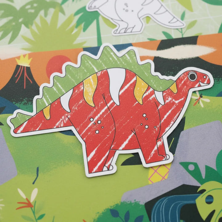 Set Stickers Para Colorear De Dinosaurios Niños